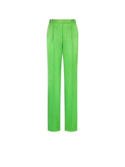 TOM FORD SILK WOOL TAILORED DOUBLE PLEAT STRAIGHT PANTS