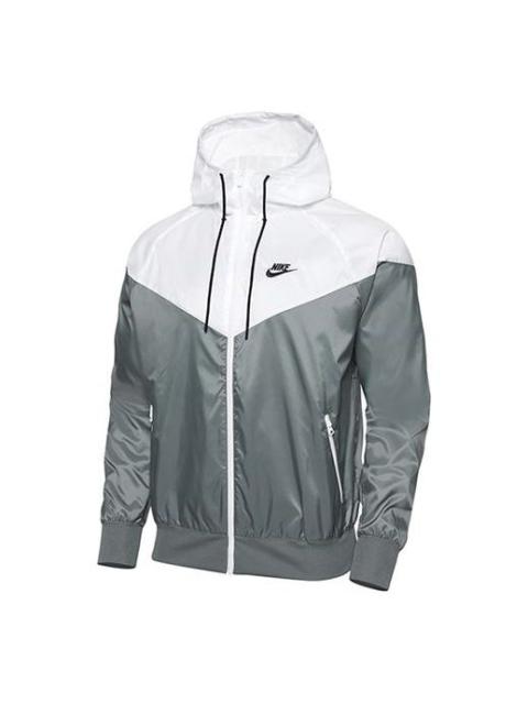 Nike Sport Zipper Hoodie Wind-Proof Jacket Men's GreyWhite DA0001-084