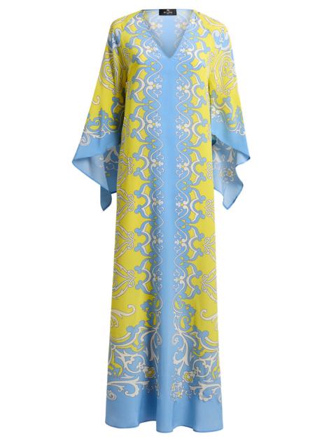 Etro Ornamental Print Cape Sleeve Maxi Dress