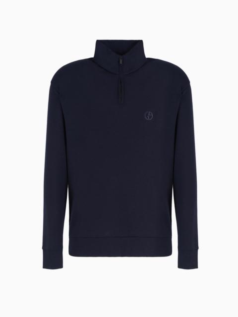 GIORGIO ARMANI Virgin-wool knit mock-neck sweatshirt