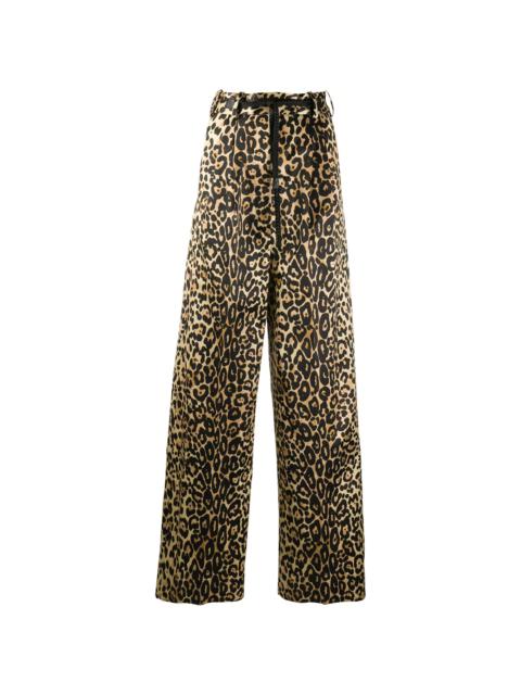 leopard print wide-leg trousers