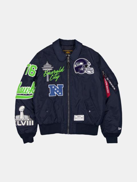 Nike SEATTLE SEAHAWKS X ALPHA X NEW ERA MA-1 COLLARED BOMBER JACKET