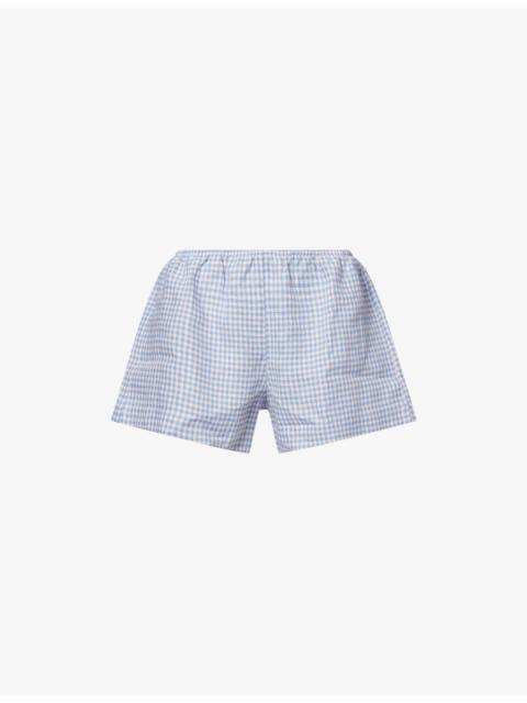 Reformation Nora Gingham-Print Linen Shorts