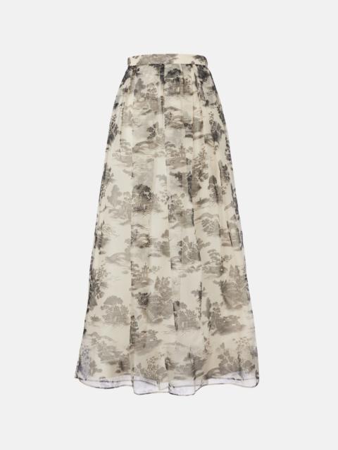 Max Mara Elegante Sabbia printed silk organza maxi skirt