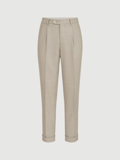 Brunello Cucinelli Virgin wool mouliné twill trousers with pleat