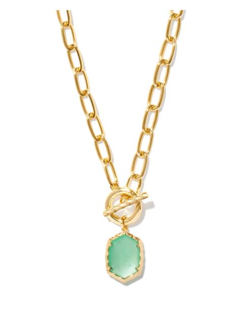 KENDRA SCOTT Daphne Convertible Gold Link and Chain Necklace in Light Green Mother-of-Pearl