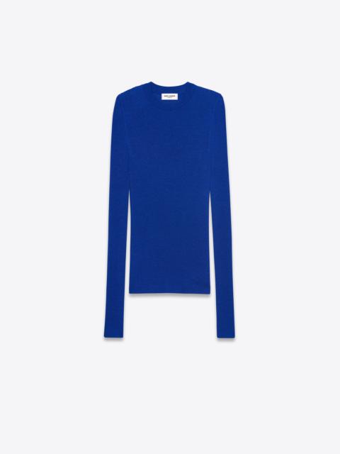 SAINT LAURENT ribbed crewneck sweater in cashmere, wool and silk