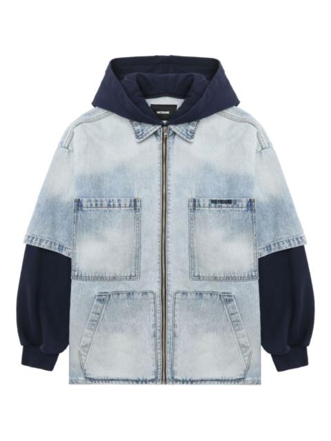 We11done zip-up hooded denim jacket
