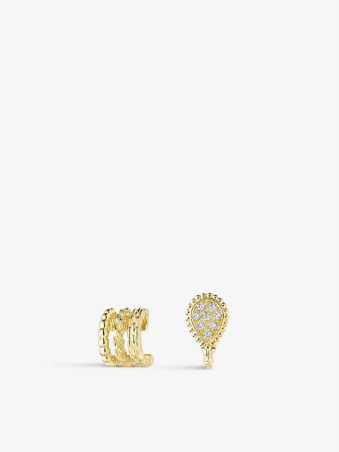 Boucheron Serpent Bohème 18ct yellow-gold and 0.13ct diamond asymmetrical clip earrings