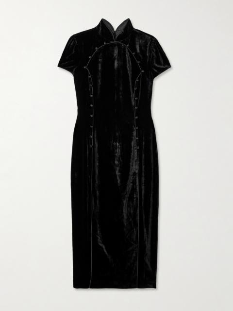 SALONI Taro-c Velvet Midi Dress