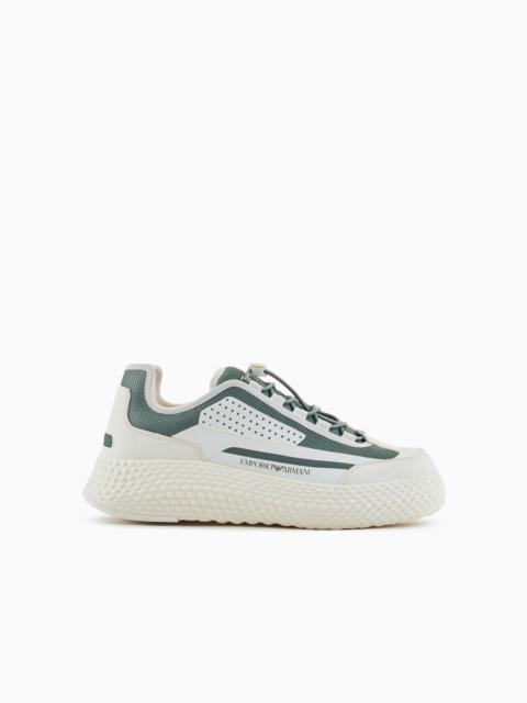 EMPORIO ARMANI Mesh sneakers with nubuck details