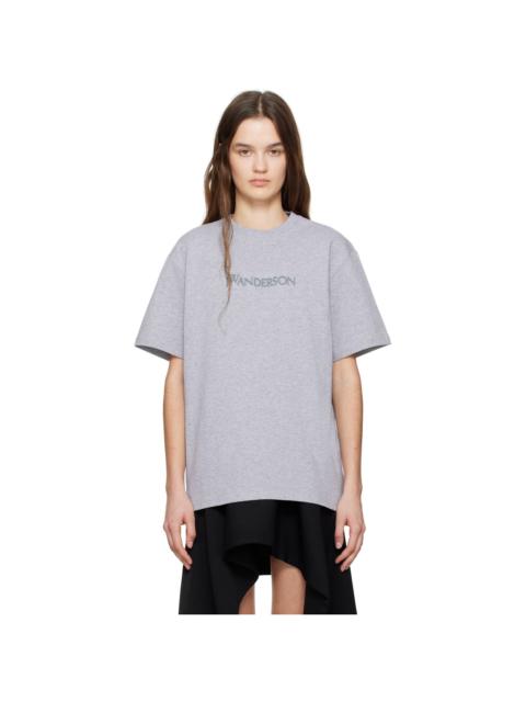 JW Anderson Gray Flocked Logo T-shirt
