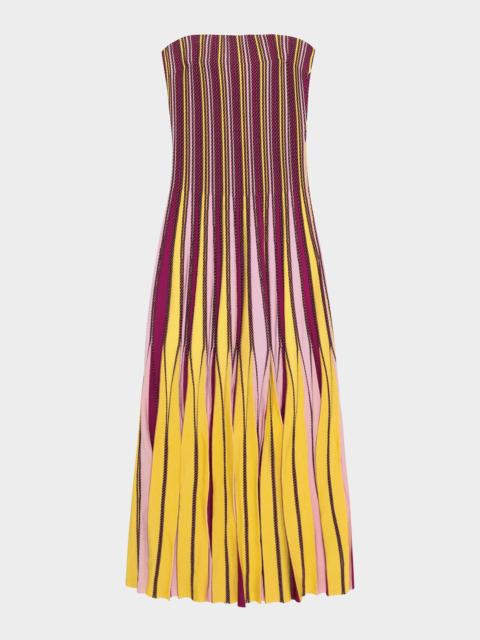 SIMKHAI Soleil Striped Strapless Midi Dress