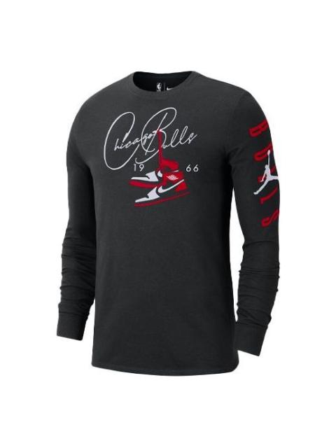 Air Jordan NBA Courtside Chicago Bulls Round Neck Pullover Long Sleeves Black DA6527-010