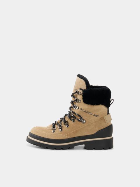 BOGNER Lace-up boots St. Moritz x Bond 007 with spikes in Beige