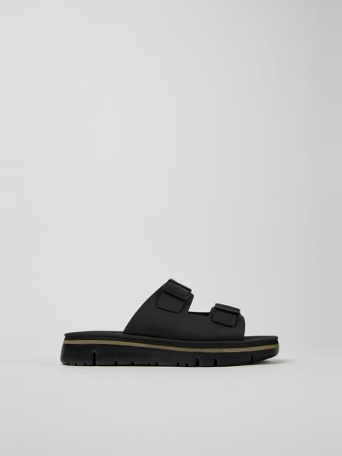 CAMPER Oruga Black Leather Sandals for Men.
