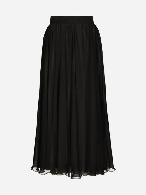 High-waisted chiffon circle skirt