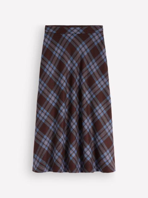 BODEN Wool Blend Slip Skirt-Brown Check