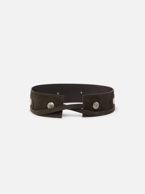 PINKO LEATHER BELT WITH STUDS, 6 CM