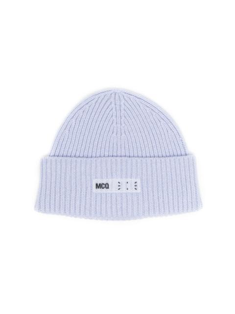 McQ Alexander McQueen logo-print ribbed-knit beanie