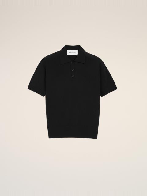 AMI Paris BLACK KNIT SHORT SLEEVES POLO