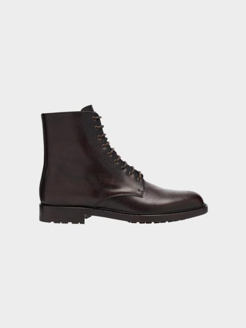 Brunello Cucinelli Men's Burnished Leather Ankle Boots