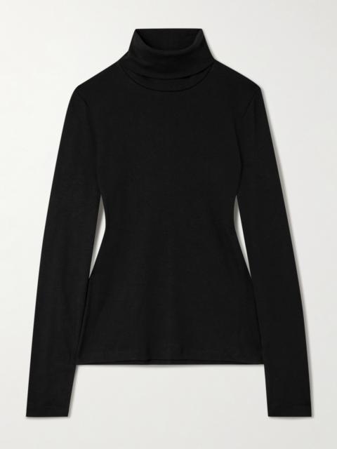 FLORE FLORE Dinah Ribbed Organic Cotton-jersey Turtleneck Top