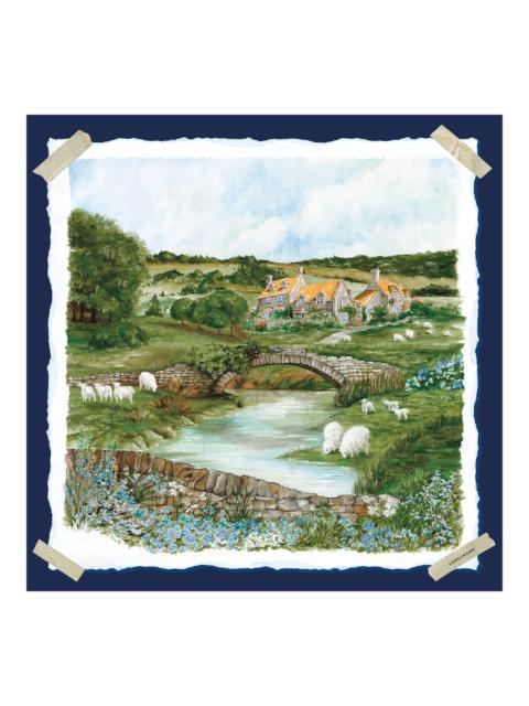 Longchamp Pastoral Beauty Silk scarf 70 Navy - OTHER
