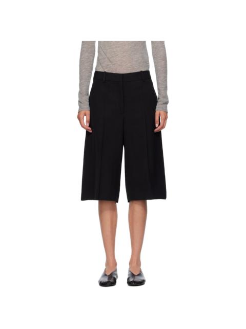 Jil Sander Black Viscose Silk Blend Straight Shorts