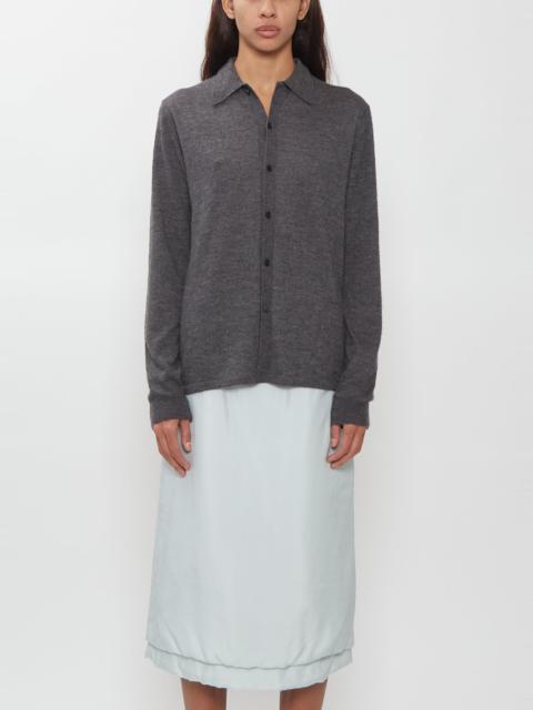 AURALEE High Gauge Cashmere Shirt Cardigan — Charcoal
