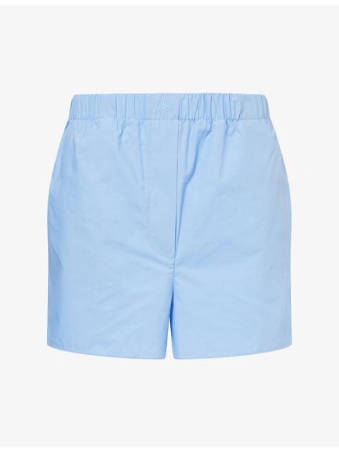 The Frankie Shop Lui Brand-Embroidered Cotton Shorts