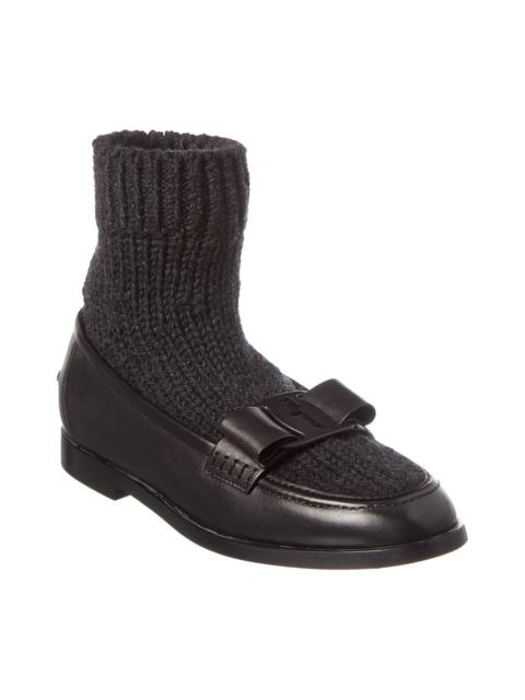 FERRAGAMO Ferragamo Vivaldo Knit & Leather Loafer