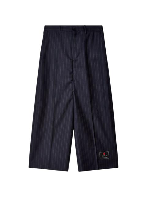 pinstriped wide-leg wool trousers