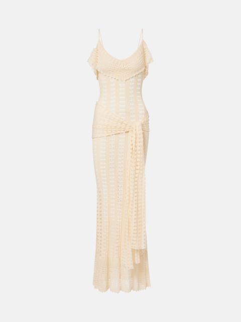 AYA MUSE Ruffled pointelle maxi dress