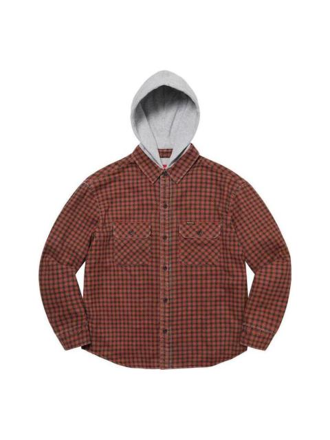 Supreme Supreme Houndstooth Flannel Hooded Shirt 'Brown Grey' SUP-FW22-725