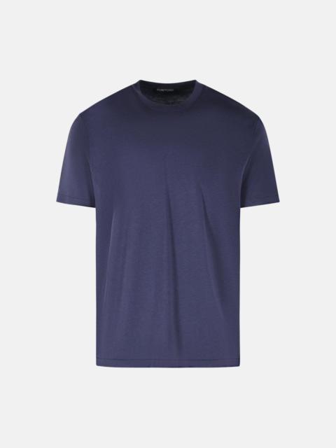 TOM FORD NAVY COTTON BLEND T-SHIRT