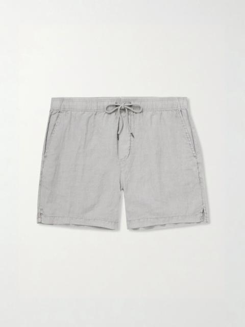 JAMES PERSE Straight-Leg Garment-Dyed Linen Drawstring Shorts Gray