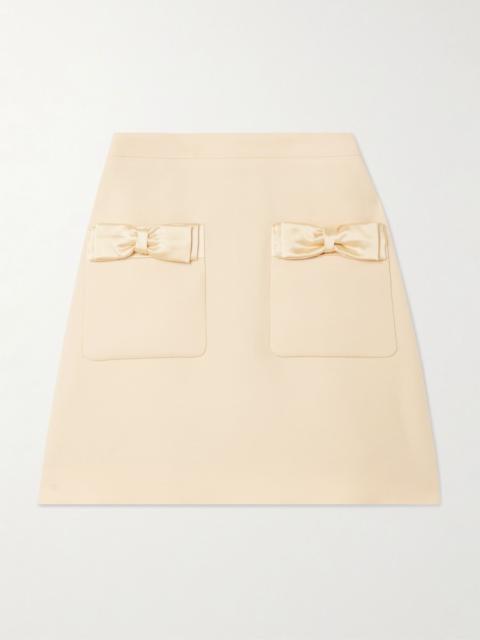 Valentino Bow-detailed wool and silk-blend mini skirt Cream