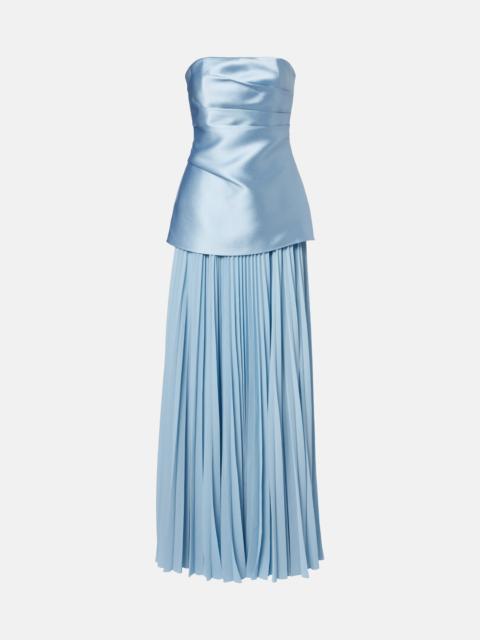 SOLACE LONDON Claudette satin-trimmed bustier gown
