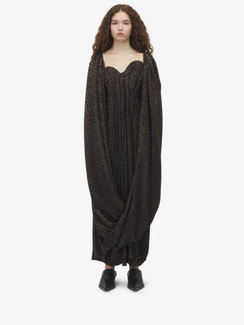 Alexander McQueen Leopard Jacquard Single-sleeve Dress