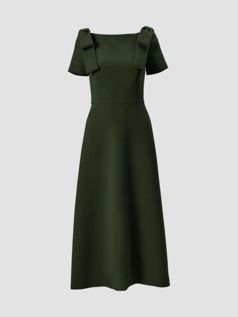 CAROLINA HERRERA Women's Boatneck Bow Shoulder Short-Sleeve Midi Dress - Forest Green