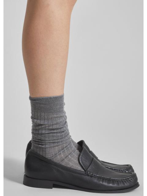 The Frankie Shop Sulza Thin Ribbed Socks - Grey