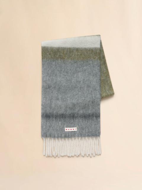 DEEP GREEN STRIPED ALPACA SCARF