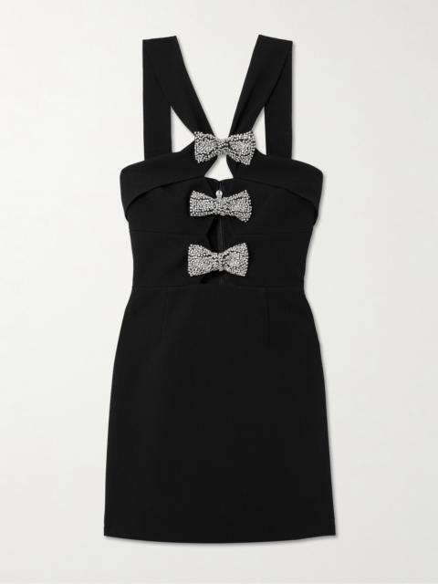 REBECCA VALLANCE Eliana Cutout Bow And Crystal-embellished Stretch-cady Mini Dress