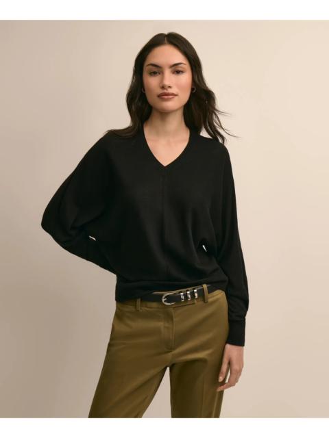 Brooks Brothers Silk-Cotton Dolman-Sleeve V-Neck Sweater