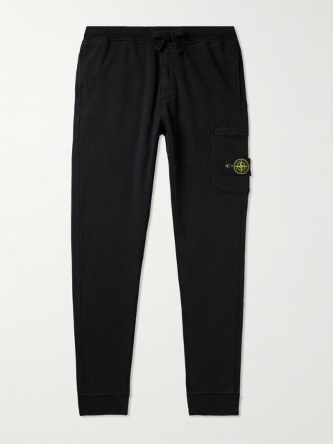 Stone Island Tapered Logo-Appliquéd Garment-Dyed Cotton-Jersey Sweatpants