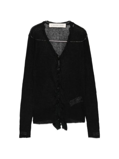A TENTATIVE ATELIER ruffle-trimmed sheer-knit cardigan