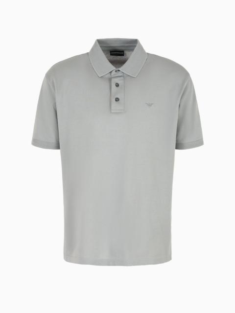 Mercerized piqué polo shirt with chevron trim