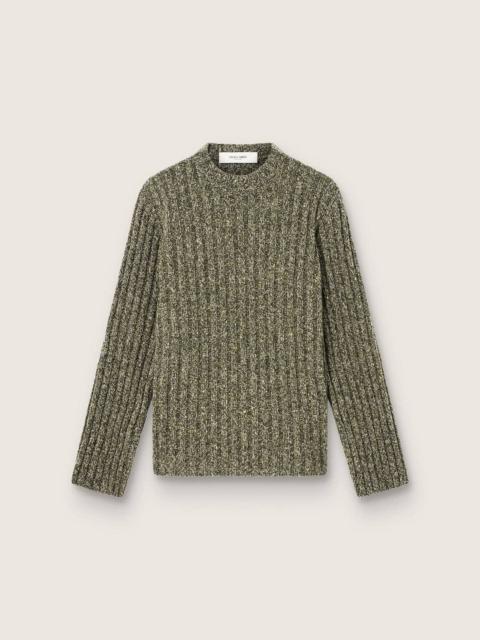 Golden Goose Men's sweater in forest-green ribbed mouliné wool