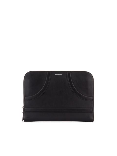 logo-stamp leather clutch